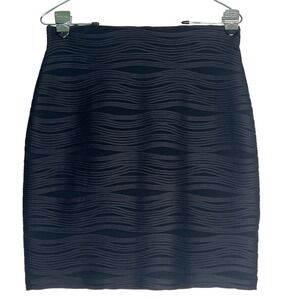 Joseph Ribkoff Black Textured Wavy Ribbed Pencil Skirt Size 8‎ Made in Canada